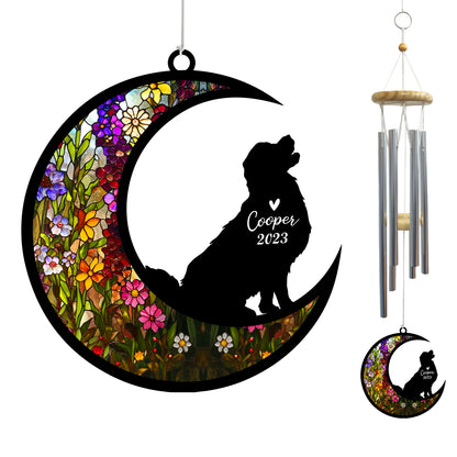 Netecom Golden Retriever Dog Wind Chimes Memorial, Pet Memorial Windchime for Dogs Suncatcher, Loss of Pet Remembrance Gift, Sympathy Wind Chimes Outside Garden Decor, Dog Passing Away Gifts