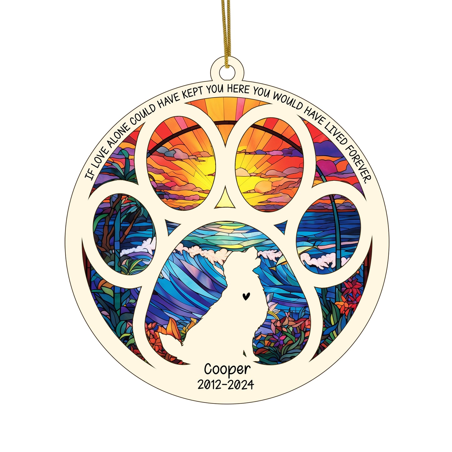 Netecom Personalized Golden Retriever Dog Paw Memorial Suncatcher with Name Date, Pet Loss Sympathy Gift, Remembrance Gift for Dog Lovers
