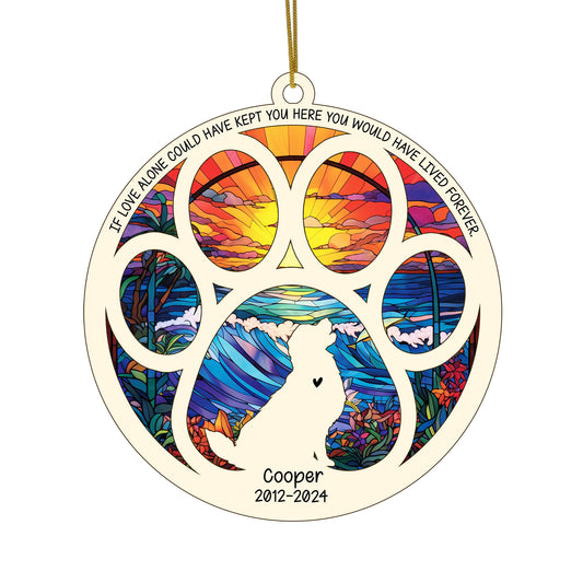 Netecom Personalized Golden Retriever Dog Paw Memorial Suncatcher with Name Date, Pet Loss Sympathy Gift, Remembrance Gift for Dog Lovers