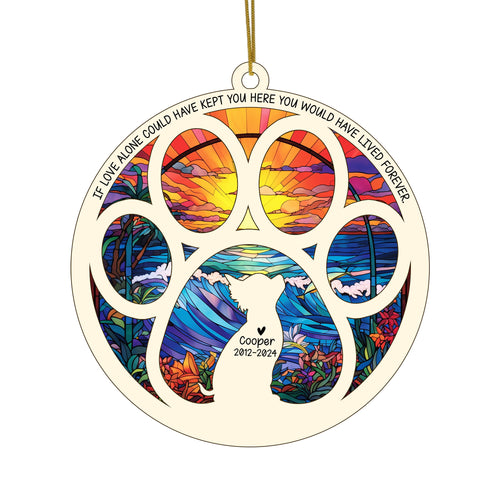 Netecom Personalized Chihuahua Dog Paw Memorial Suncatcher with Name Date, Pet Loss Sympathy Gift, Bereavement Keepsake for Dog Lovers