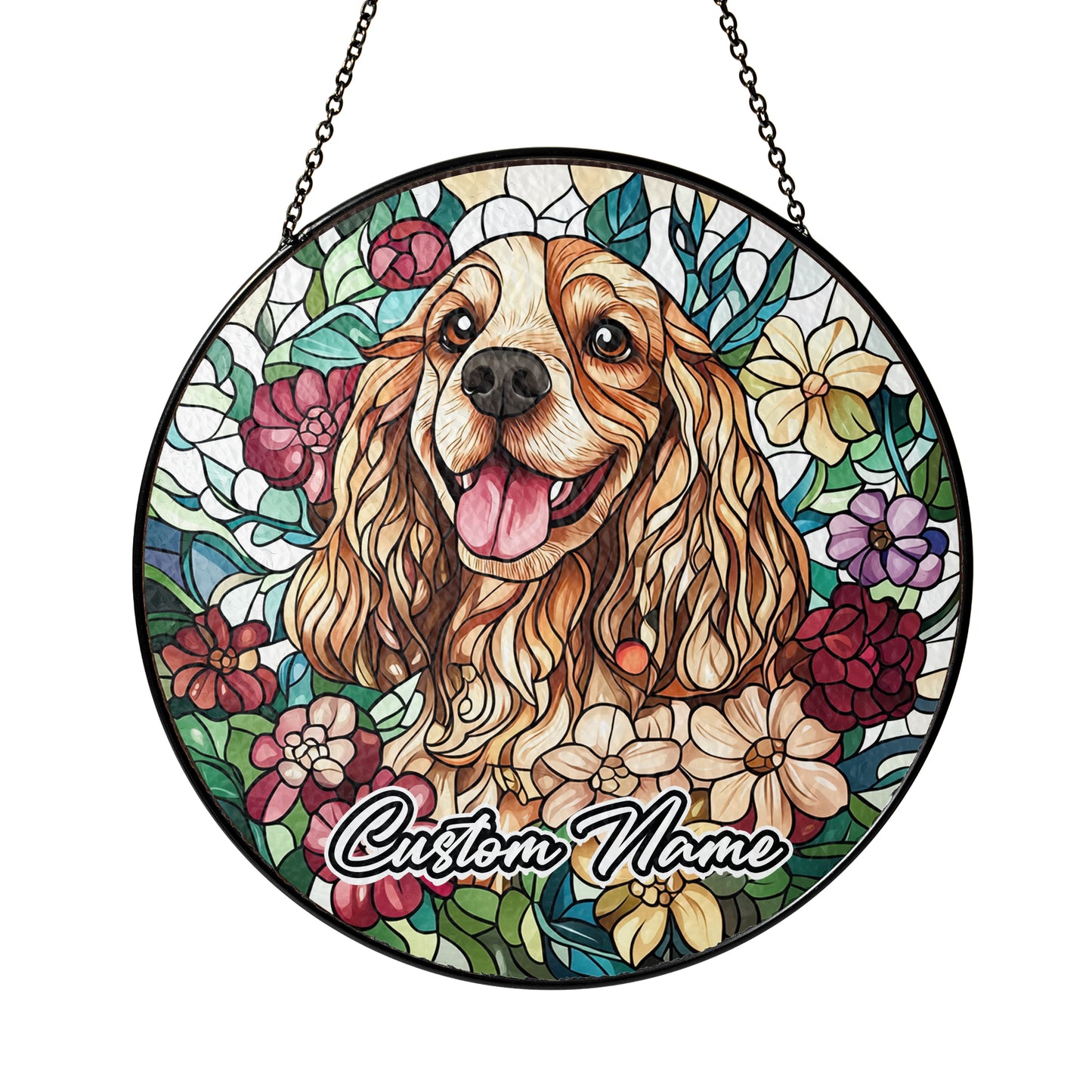 Netecom Personalized Cocker Spaniel Dog Ornament, Custom Memorial Suncatcher, Pet Loss Sympathy Gift, Christmas Decoration