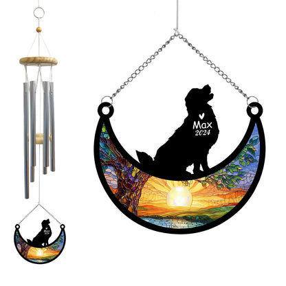Netecom Golden Retriever Memorial Wind Chime Suncatcher, Personalized Pet Bereavement Gift, Sympathy Ornament for Dog Lovers