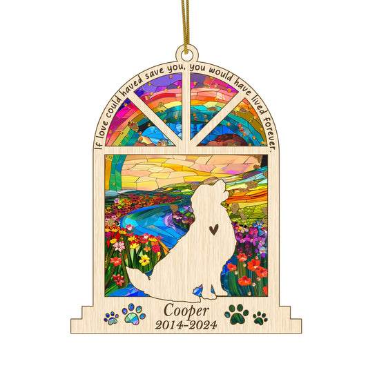 Netecom Personalized Golden Retriever Memorial Window Ornament, Custom Dog Ornament with Name Date, Pet Loss Remembrance Gift, Sympathy Gift for Dog Lovers