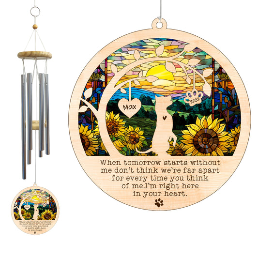 Netecom American Staffordshire Terrier Dog Wind Chimes Memorial, Personalized Pet Memorial for Dogs Suncatcher, Dog Loss Memorial Sympathy Windchime Outside Garden Decor, Loss of Pet Remembrance Gift