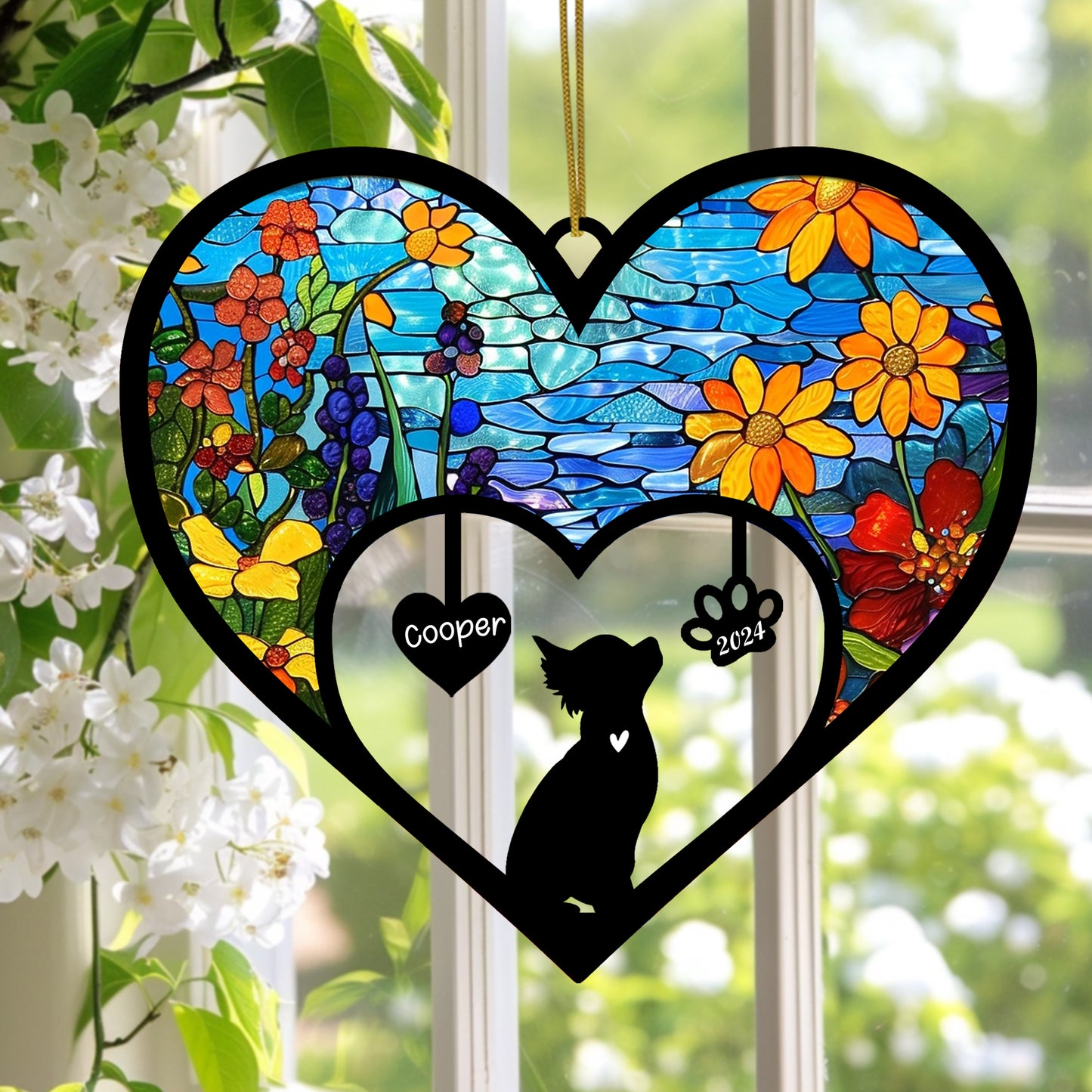 Netecom Chihuahua Dog Memorial Suncatcher, Personalized Chihuahua Memorial with Name Date, Dog Passing Away Gift, Loss of Dog Sympathy Gift, Dog Remembrance Gift