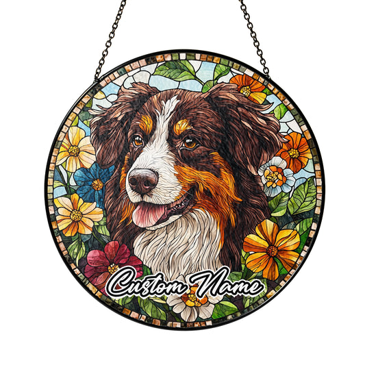 Netecom Custom Australian Shepherd Dog Ornament, Personalized Memorial Suncatcher, Pet Loss Sympathy Gift, Christmas Decoration