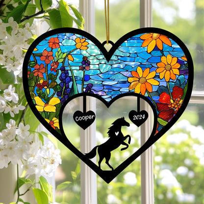 Netecom Horse Memorial Suncatcher, Personalized Horse Memorial with Name Date, Horse Passing Away Gift, Loss of Horse Sympathy Gift, Horse Remembrance Gift, Horse Lovers Gift