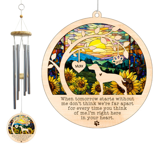 Netecom Vizsla Dog Wind Chimes Memorial, Personalized Pet Memorial for Dogs Suncatcher, Dog Loss Memorial Ornament, Sympathy Windchime Outside Garden Decor, Loss of Pet Remembrance Gift