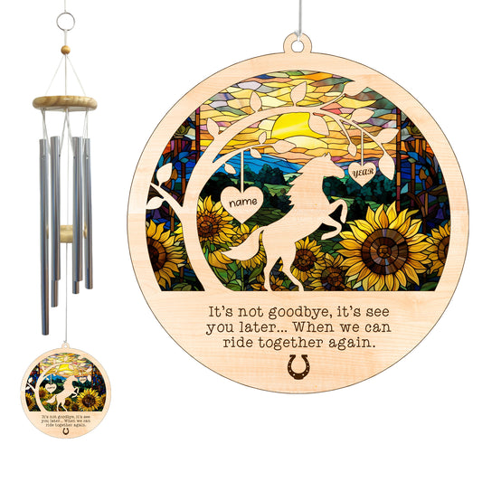 Netecom Horse Wind Chimes Memorial, Personalized Pet Memorial for Horse Suncatcher, Horse Loss Memorial Ornament, Sympathy Windchime Outside Garden Decor, Loss of Pet Remembrance Gifts