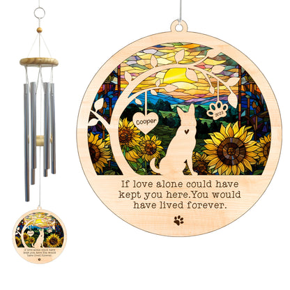 Netecom German Shepherd Dog Wind Chimes Memorial, Personalized Pet Memorial for Dogs Suncatcher, Dog Loss Memorial Ornament, Sympathy Windchime Outside Garden Decor, Loss of Pet Remembrance Gift