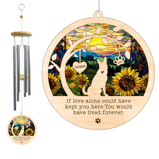 Netecom German Shepherd Dog Wind Chimes Memorial, Personalized Pet Memorial for Dogs Suncatcher, Dog Loss Memorial Ornament, Sympathy Windchime Outside Garden Decor, Loss of Pet Remembrance Gift