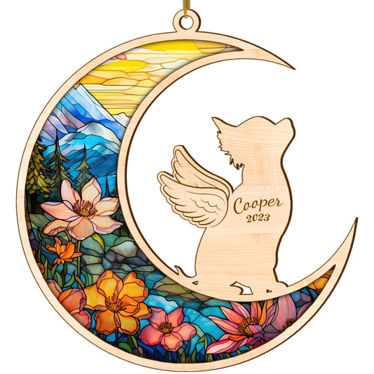 Netecom Personalized Chihuahua Memorial Suncatcher, Chihuahua Dog Angel Wings Memorial Gift Christmas Ornament Decor Bereavement Gift Dog Memorial Ornament Loss of Pet Sympathy Gift for Dog Lovers