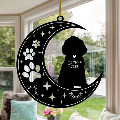 Netecom Cocker Spaniel Dog Memorial Suncatcher, Personalized Cocker Spaniel Ornament with Name Date, Sympathy Gift for Pet Loss Sun Catchers, Dog Grief Gift, Bereavement Gifts for Loss of Pet