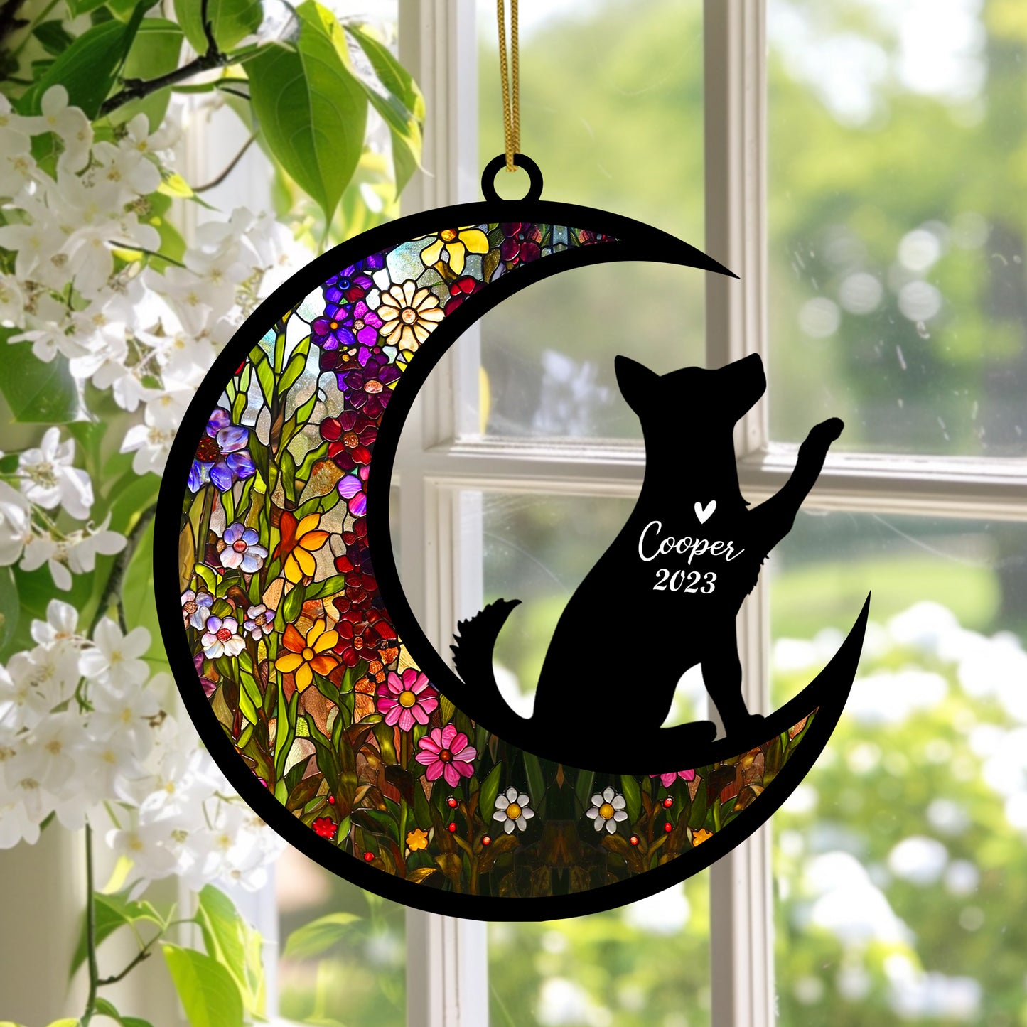 Netecom Husky Dog Memorial Suncatcher, Personalized with Name Date Dog Husky Suncatcher, Pet Loss Sun Catcher Bereavement Gift, Dog Remembrance Gift, Loss of Pet Sympathy Gifs Dog Lovers