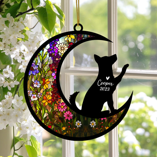 Netecom Husky Dog Memorial Suncatcher, Personalized with Name Date Dog Husky Suncatcher, Pet Loss Sun Catcher Bereavement Gift, Dog Remembrance Gift, Loss of Pet Sympathy Gifs Dog Lovers