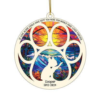 Netecom Personalized Boston Terrier Dog Paw Memorial Suncatcher with Name Date, Pet Loss Sympathy Gift, Remembrance Gift for Dog Lovers