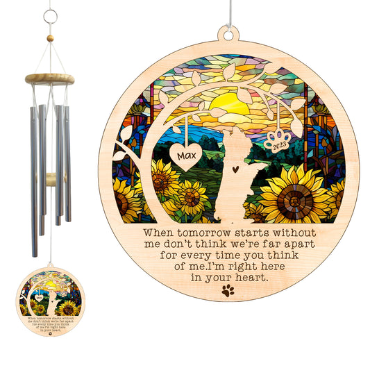 Netecom Yorkshire Terrier Dog Wind Chimes Memorial, Personalized Pet Memorial for Dogs Suncatcher, Dog Loss Memorial Ornament, Sympathy Windchime Outside Garden Decor, Loss of Pet Remembrance Gift