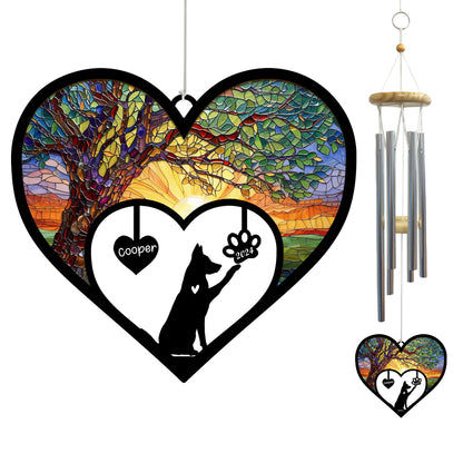 Netecom Personalized German Shepherd Dog Memorial Wind Chimes, Dog Name Suncatcher, Pet Bereavement Gift for Dog Lovers, Outdoor Garden Sympathy Decor