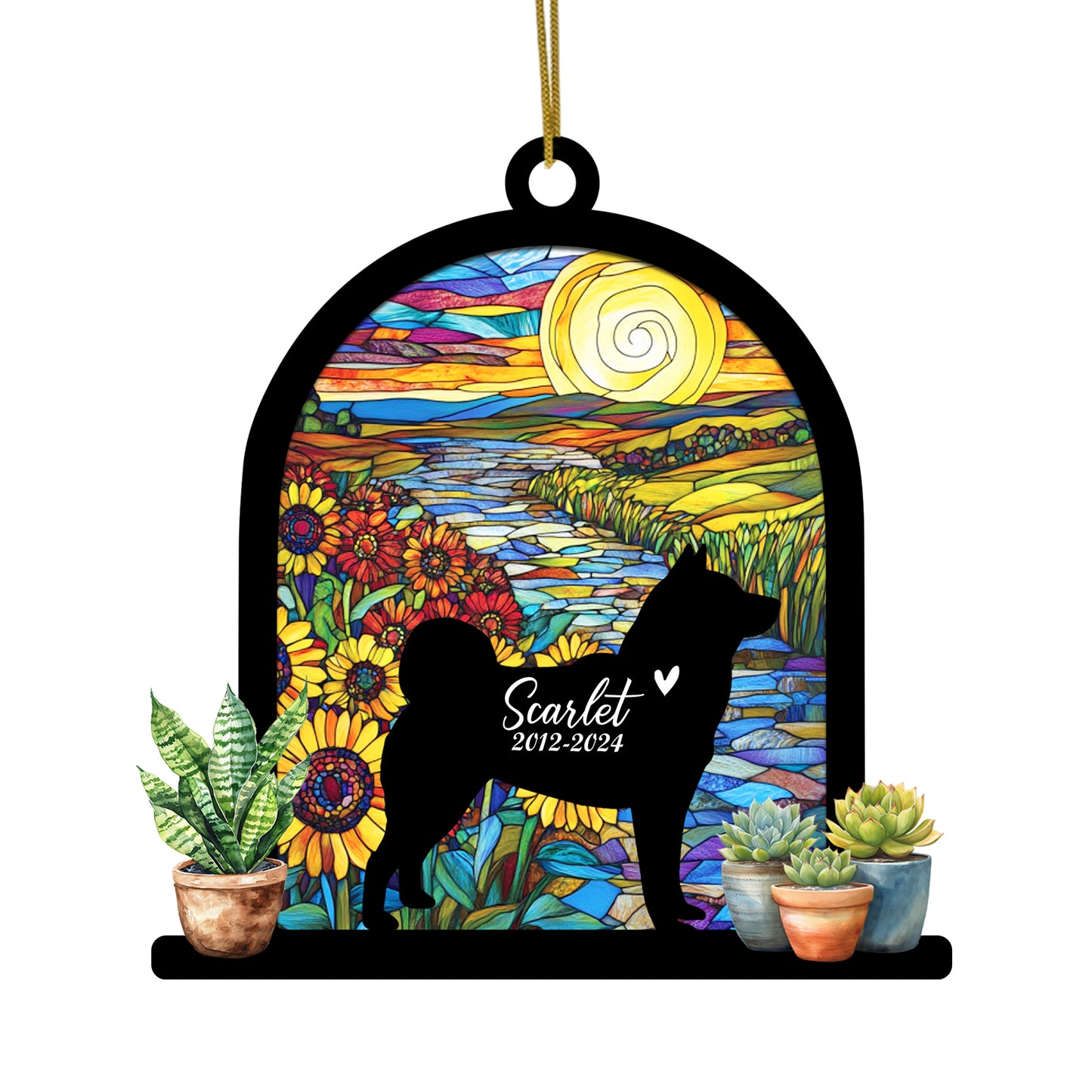 Netecom Personalized Akita Memorial Suncatcher, Custom Akita Ornament with Name Date, Dog Loss Sympathy Gift, Pet Loss Remembrance Gifts, Bereavement Gifts for Loss of Pet, Dog Passing Away Gifts