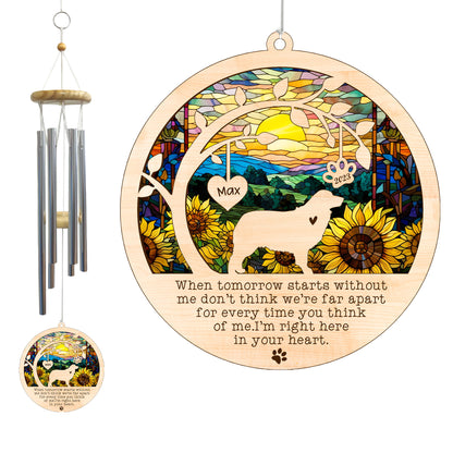Netecom Australian Shepherd Dog Wind Chimes Memorial, Personalized Pet Memorial for Dogs Suncatcher, Dog Loss Memorial Ornament, Sympathy Windchime Outside Garden Decor, Loss of Pet Remembrance Gift