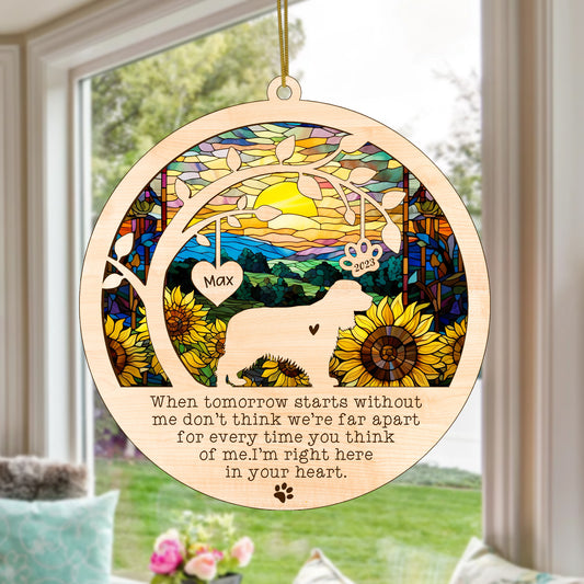 Netecom Personalized Cocker Spaniel Dog Memorial Suncatcher, Cocker Spaniel Christmas Ornament with Name Date, Pet Loss Sun Catcher Dog Memorial Ornament Loss of Pet Sympathy Gift Dog Bereavement Gift
