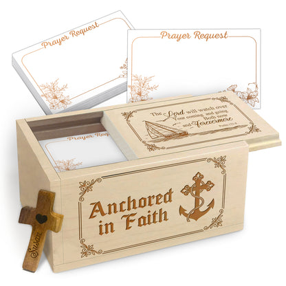 Netecom Personalized Prayer Box with Custom Name Cross, Christian Faith Keepsake with 100 Prayer Request Cards for Daily Prayer