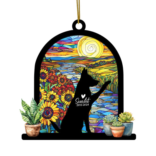 Netecom Personalized German Shepherd Memorial Suncatcher, Custom German Shepherd Ornament with Name Date, Dog Loss Sympathy Gift, Pet Loss Remembrance Gifts, Bereavement Gifts for Loss of Pet