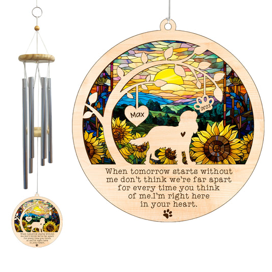 Netecom Cavalier King Charles Spaniel Dog Wind Chimes Memorial, Personalized Pet Memorial for Dogs Suncatcher, Dog Loss Memorial Sympathy Windchime Outside Garden Decor, Loss of Pet Remembrance Gift