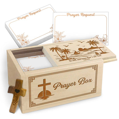Netecom Personalized Wooden Prayer Box with Prayer Request Cards & Custom Name Handheld Cross – Faith Reflection Gift for Daily Prayer & Spiritual Support