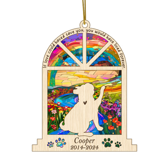 Netecom Personalized Bulldog Memorial Window Ornament, Custom Dog Memorial Ornament with Name Date, Pet Loss Remembrance Gift, Bereavement Gift