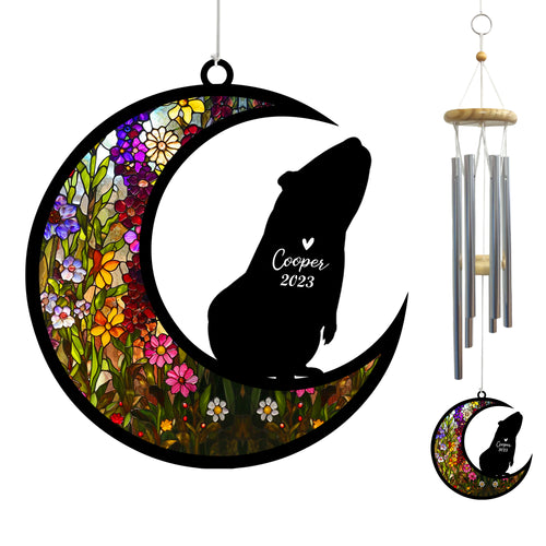 Netecom Guinea Pig Wind Chimes Memorial, Personalized Pet Memorial Windchime for Guinea Pig Suncatcher, Loss of Pet Remembrance Gift, Sympathy Wind Chimes Outside Garden Decor