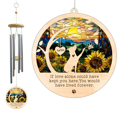 Netecom Pitbull Dog Wind Chimes Memorial, Personalized Pet Memorial for Dogs Suncatcher, Dog Loss Memorial Ornament, Sympathy Windchime Outside Garden Decor, Loss of Pet Remembrance Gift