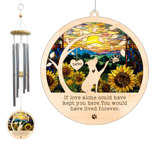 Netecom Pitbull Dog Wind Chimes Memorial, Personalized Pet Memorial for Dogs Suncatcher, Dog Loss Memorial Ornament, Sympathy Windchime Outside Garden Decor, Loss of Pet Remembrance Gift