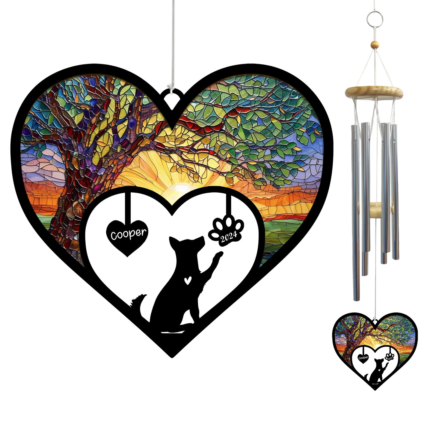 Netecom Personalized Husky Dog Memorial Wind Chimes, Dog Name Suncatcher, Pet Sympathy Gift for Loss of Dog Lovers, Outdoor Garden Memorial Decor