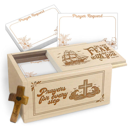 Netecom Personalized Faith Prayer Box, Custom Name Wooden Cross with 100 Prayer Request Cards, Religious Keepsake Gift