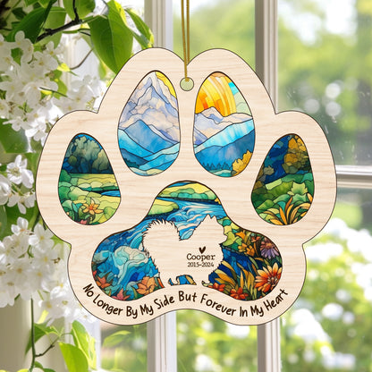 Netecom Personalized Pomeranian Memorial Suncatcher, Dog Paw Memorial Ornament with Name Date, Dog Loss SunCatcher, Loss of Pet Sympathy Gift, Bereavement Gift for Dog Lovers