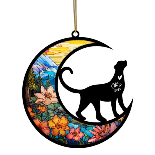Netecom Personalized Leopard Memorial Suncatcher - Leopard Christmas Ornament with Name - Pet Loss Stained Glass Light Catcher - Bereavement & Sympathy Gift for Loss of Pet