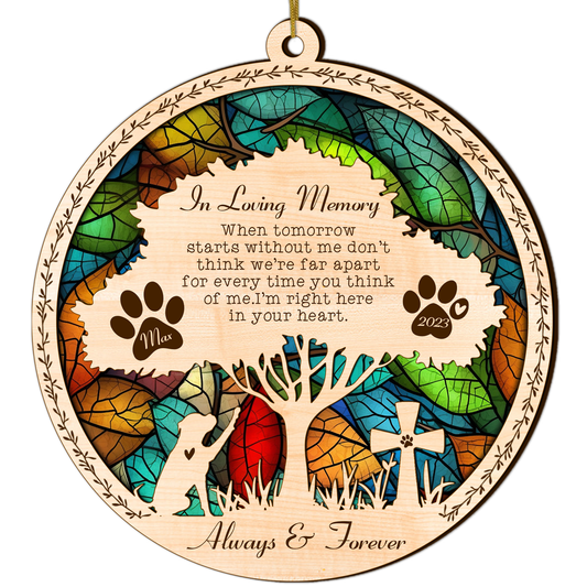 Netecom Personalized Boxer Memorial Suncatcher, Boxer Dog Memorial Gifts with Name Date, Pet Loss Light Catcher, Bereavement Gift Dog Memorial Ornament Loss of Pet Sympathy Gift for Dog Lovers