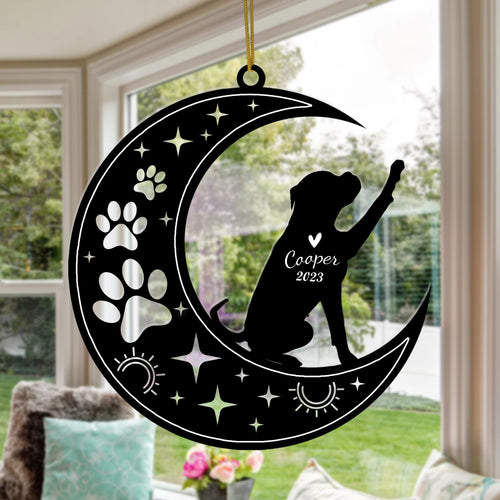 Netecom Boxer Dog Memorial Suncatcher, Personalized Boxer Ornament with Name Date, Dog Loss Sympathy Gift for Pet Loss Sun Catchers, Dog Grief Gift, Bereavement Gifts for Loss of Pet