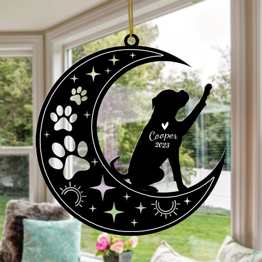 Netecom Boxer Dog Memorial Suncatcher, Personalized Boxer Ornament with Name Date, Dog Loss Sympathy Gift for Pet Loss Sun Catchers, Dog Grief Gift, Bereavement Gifts for Loss of Pet