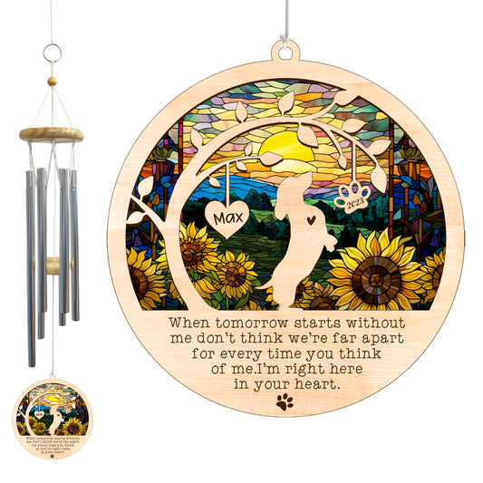 Netecom Dachshund Dog Wind Chimes Memorial, Personalized Pet Memorial Wind Chimes for Dogs Suncatcher, Dog Loss Memorial Ornament, Sympathy Wind Chimes Outside Garden Decor, Loss of Pet Remembrance Gift