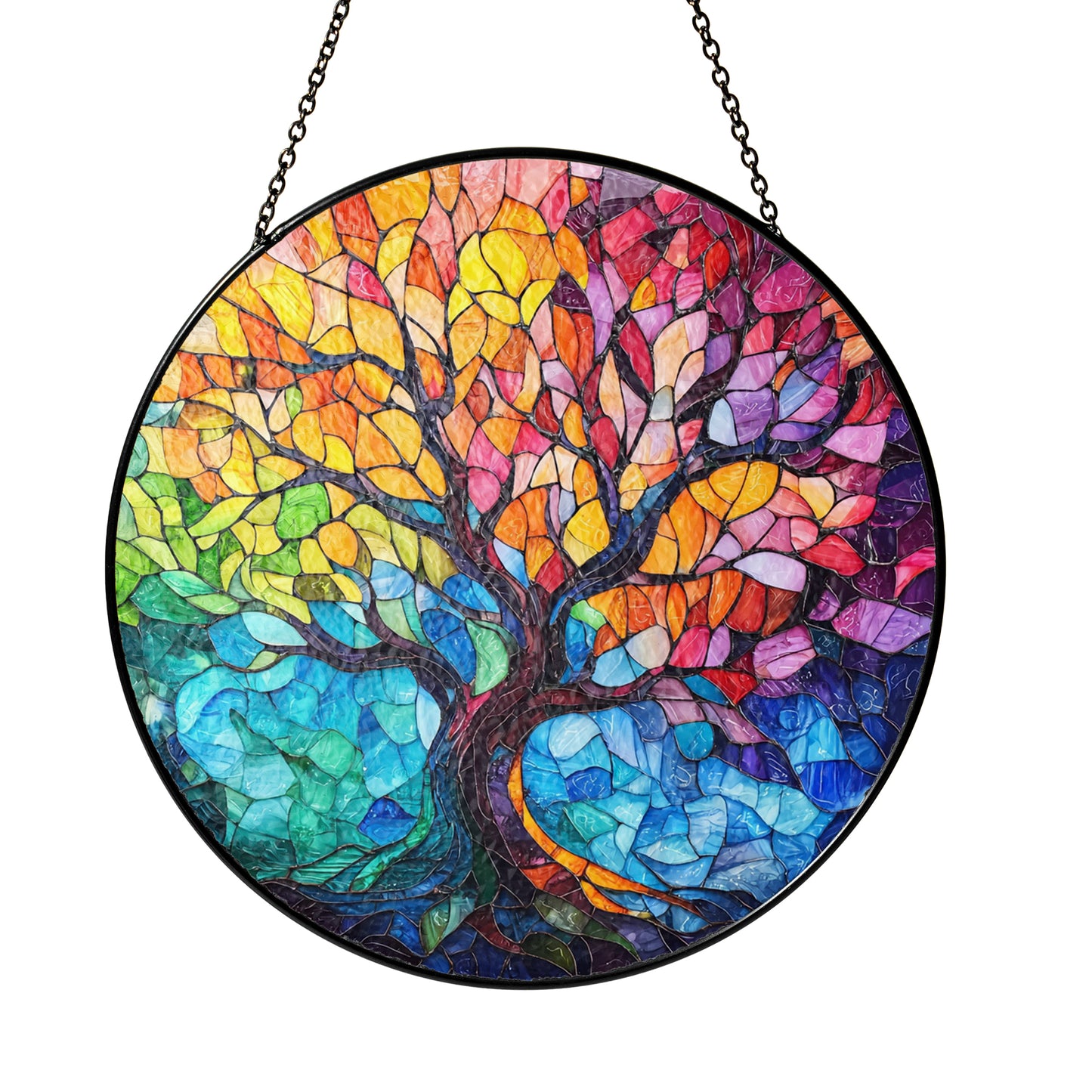 Netecom Tree of Life Stained Glass Ornament – Custom Window Hanging, Nature & Spiritual Gift, Personalized Home Décor