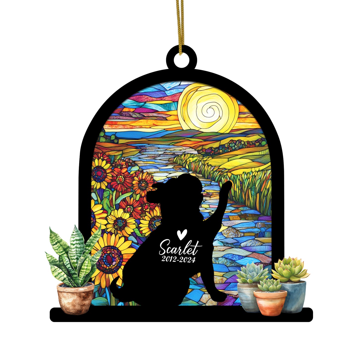 Netecom Personalized Bull Dog Memorial Suncatcher, Custom Bull Dog Ornament with Name Date, Dog Loss Sympathy Gift, Pet Loss Remembrance Gifts, Bereavement Gifts for Loss of Pet, Passing Away Gifts