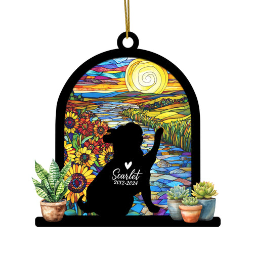 Netecom Personalized Bull Dog Memorial Suncatcher, Custom Bull Dog Ornament with Name Date, Dog Loss Sympathy Gift, Pet Loss Remembrance Gifts, Bereavement Gifts for Loss of Pet, Passing Away Gifts