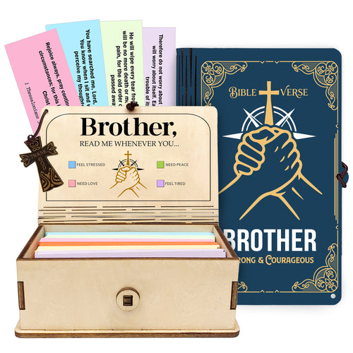 Netecom Bible Verse Box for Brother – 150 Color-Coded Scriptures with Mini Wooden Cross, Christian Faith Keepsake Gift for Daily Prayer, Encouragement & Spiritual Inspiration