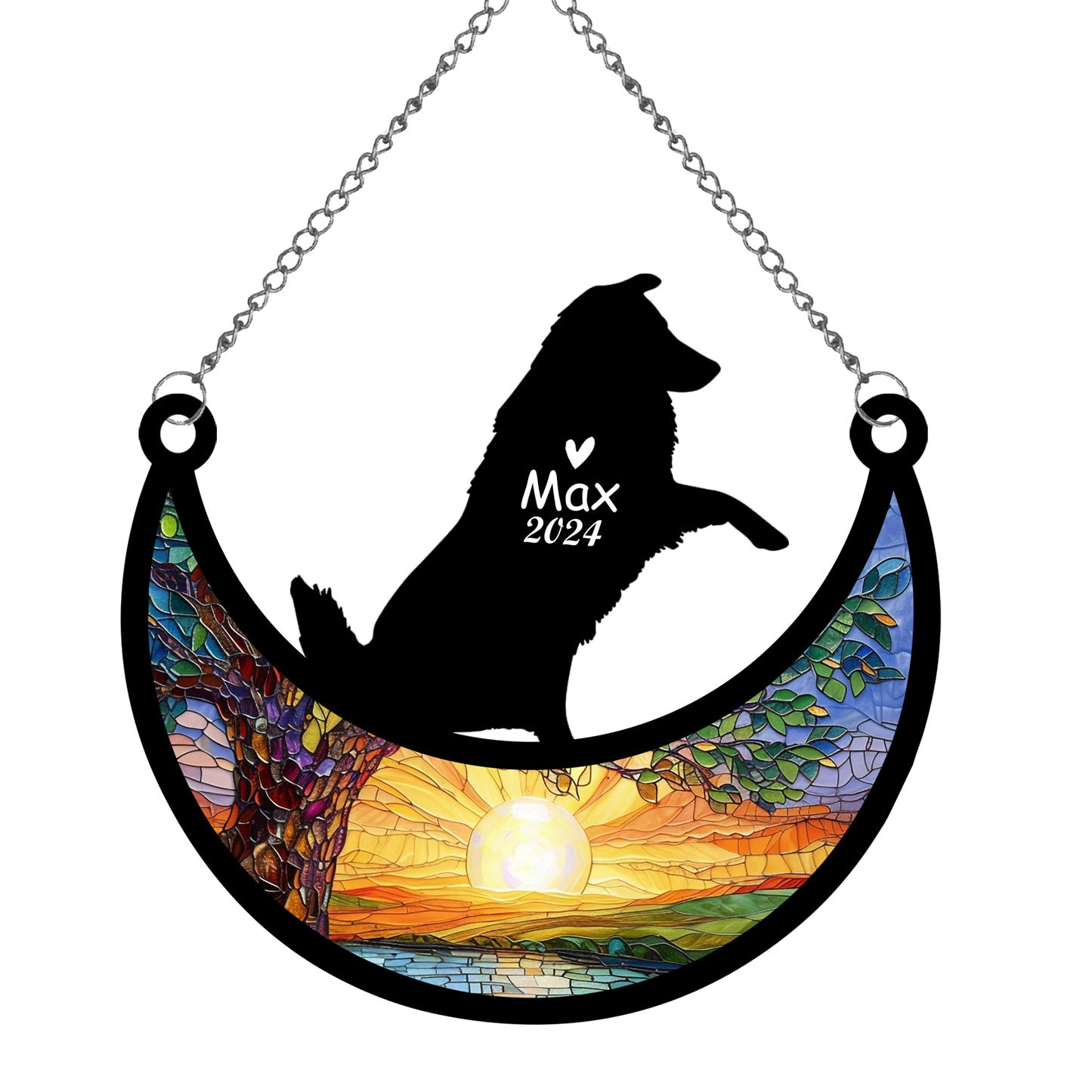 Netecom Personalized Australian Shepherd Memorial Suncatcher, Custom Dog Ornament with Name Date, Dog Loss Sympathy Gift, Pet Loss Remembrance Gifts, Bereavement Gifts for Loss of Pet