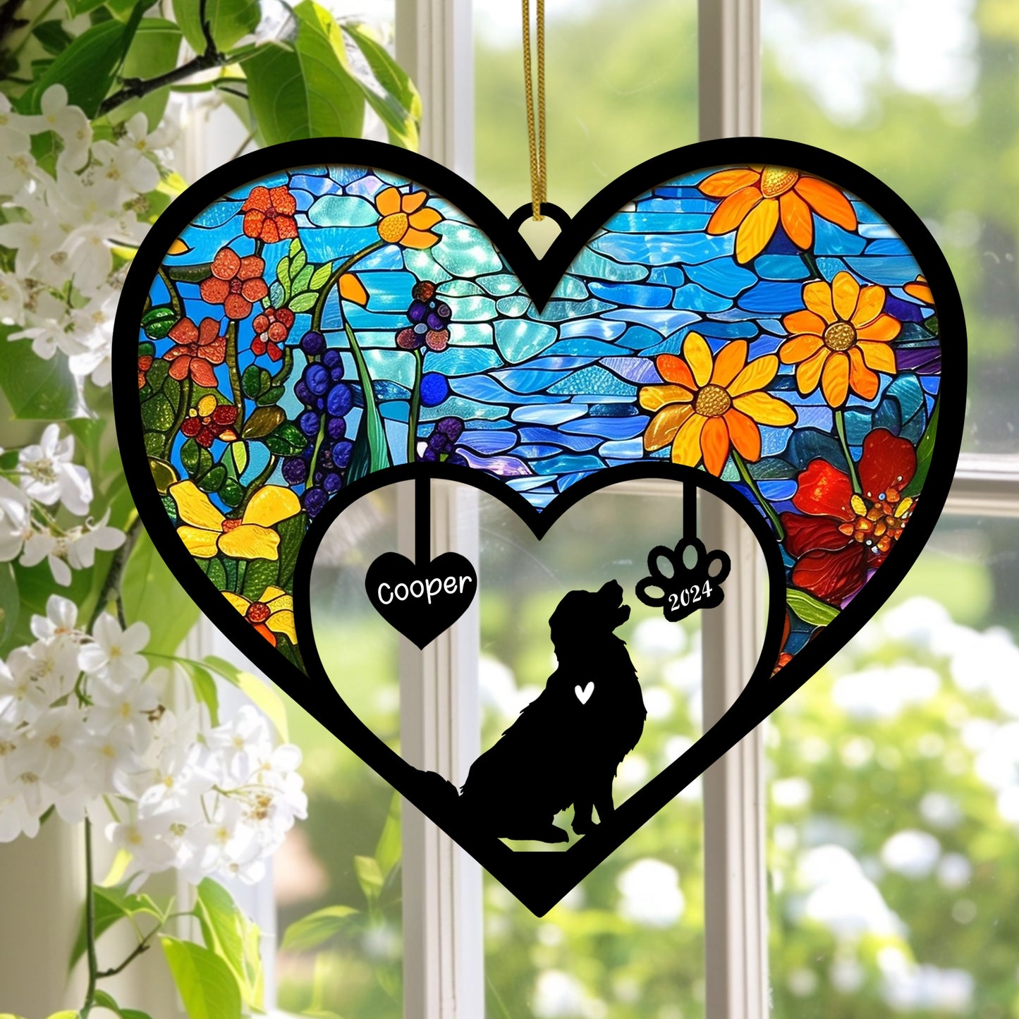 Netecom Golden Retriever Memorial Suncatcher, Personalized Golden Retriever Memorial with Name Date, Dog Passing Away Gift, Loss of Dog Sympathy Gift, Dog Remembrance Gift, Dog Lovers Gift