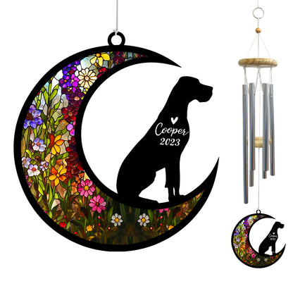 Netecom Great Dane Dog Wind Chimes Memorial, Personalized Pet Memorial Windchime for Dogs Suncatcher, Loss of Pet Remembrance Gift, Sympathy Wind Chimes Garden Decor, Dog Passing Away Gifts