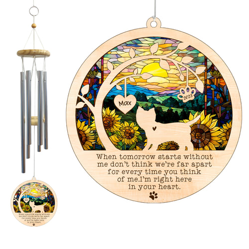 Netecom Westie Dog Wind Chimes Memorial, Personalized Pet Memorial for Dog Suncatcher, Dog Loss Memorial Ornament, Sympathy Windchime Outside Garden Decor, Loss of Pet Remembrance Gift