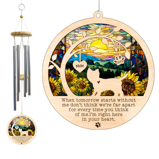 Netecom Westie Dog Wind Chimes Memorial, Personalized Pet Memorial for Dog Suncatcher, Dog Loss Memorial Ornament, Sympathy Windchime Outside Garden Decor, Loss of Pet Remembrance Gift
